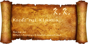 Kozányi Klaudia névjegykártya